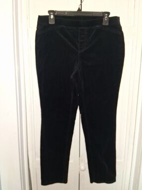 J. Jill Black Straight-Leg Velvet Pants